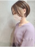 大人ショートボブ/インナーカラー/イルミナカラー/ミルクティー