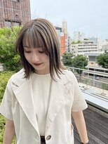 エアー 青山(AIR) グレージュ×オリーブで透明感カラー/外ハネボブ(air諸見里)