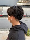 ニュアンスパーマセンターパートコンマヘアツーブロック