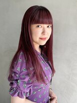 トゥコ(tuco)&nbsp;赤髪　ブリーチ無し　ダブルカラー　ワインレッド　ぱっつん