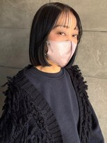 ディスコネクト(DISCO-N-NECT)&nbsp;丸みボブ シースルーバンク 黒髪 顔周りカット 髪質改善 艶髪