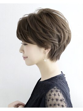 Ruufus恵比寿南/白髪ぼかしハイライト/ショートボブ/髪質改善 エアリーショートボブ×グレージュカラー