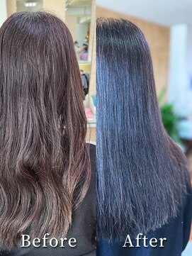 アークスヘアー 髪質改善トリートメントブルーブラック透け感