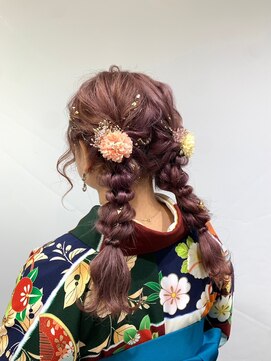 ベルクープス 天王寺店(Belle Coupes) 【BelleCoupes】卒業式袴着付けヘアセット おさげツインアレンジ