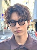 渋谷メンズパーマ緩め波巻きパーママッシュウルフカットツイスパ