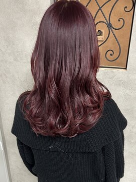 ルノン(LUNON) ボルドーカラー　ブリーチ/韓国/ボルドーカラー/セミロング