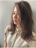 ブリーチなしショコラピンク/外ハネ鎖骨／透明感ブラウン/小顔