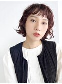 ピンクバイオレットベージュ×ラフボブ