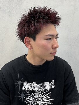 ルースト 西院店(ROOST) スパイキーショート×赤メッシュ