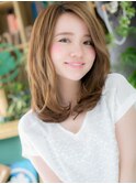 かき上げバング抜け感マロンベージュミディh4上尾20代30代40代