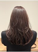 秋カラーレイヤーカットココアベージュマロンブラウンセミロング