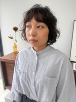 ヘアー アイス 御器所本店(HAIR ICI)&nbsp;黒髪小顔ショートレイヤーボブパーマ×暗髪透明感冬カラー