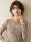 大人可愛い20代30代40代小顔ウルフレイヤーボブグレージュ