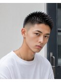 スキンフェードアップバングベリーショート刈り上げメンズ