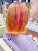 ラズベリーピンク/イエロー/ユニコーンカラー/ショートスタイル