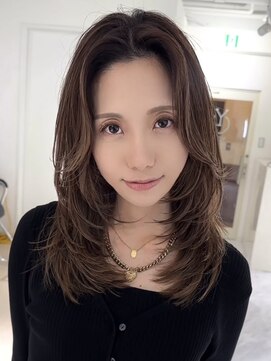 シー 萩原店(sea) ハイライトカラーミルクティーベージュレイヤーカット