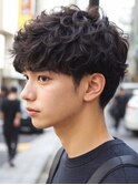 サーフカール フェザーパーマ スパイキーショートブルーブラック