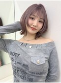 着物ヘア/ピンクベージュ/ミディアムレイヤーカット/渋谷