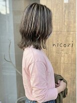 ニコリヘアワークス(nicori hair works)&nbsp;ミディアム×ハイライト×外ハネ2