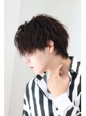 センターパートフェザーパーマシャドウパーマメンズパーマ