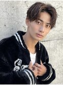 韓国マッシュかき上げセンターパートツーブロックグレージュ
