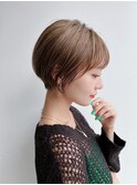 大人ショート 丸みひし形 前髪あり 丸顔面長エラ張り絶壁 K1021