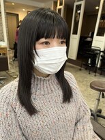 シェノン 西梅田(CHAINON) グレーベージュ/レイヤーロング/黒髪/前髪パーマ
