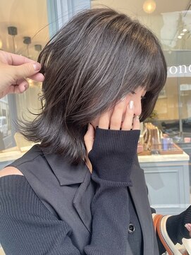 ロンドジェネルーズ 柏(Lond generous) 【小林翼】グレージュカラー×ウルフミディアム【顔周り】【柏】