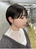 大人ショートボブ丸みショートカットマッシュショート前髪あり