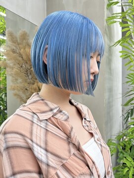 ギークス(GEEKS) 【GEEKS渋谷】夏カラー/水色/ハイトーンボブ/初ブリーチ/透明感