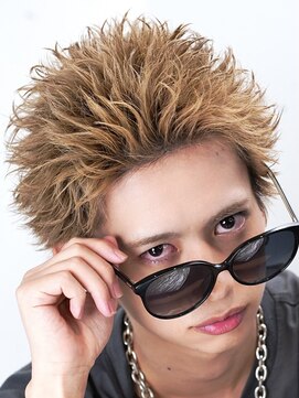 リップス 天神(LIPPS) 無造作ハイトーンスパイキーショート短髪ツイストピンパーマ