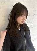 【YOKE】オリーブブラウンレイヤーミディアム顔周りカット前髪