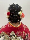 成人式ヘアセット　振袖着付け　10代 20代