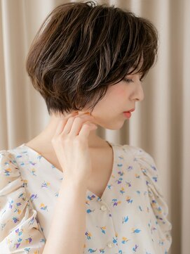 カバーヘア ブリス 上尾西口店(COVER HAIR bliss) 黒髪ダークアッシュ大人美人ミニボブマッシュウルフ30代上尾W