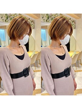 ロンド ストラーダ 心斎橋(Lond strada) ショート×ハイライト白髪ぼかし×シルキーベージュ[心斎橋]