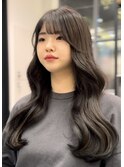 韓国風レイヤー×顔まわりカット×前髪カット×グレージュ