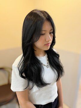 サボ(sabo) 韓国ヘア/韓国レイヤー/顔まわり/暗髪カラー