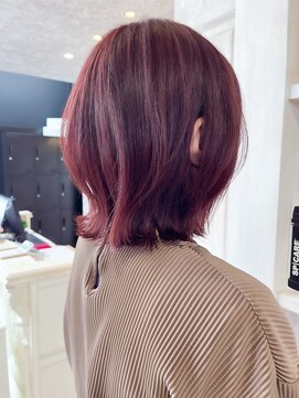 キャアリー(Caary) 福山人気20代ケアカラー高発色ピンクカラー外ハネ切りっぱなし夏