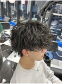 メンズパーマツイスパ波巻きスパイラルマッシュセンターパート