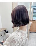 シア―ラベンダーグレージュの前下がりボブ/SHEER春日部店