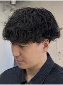 天神シャドウパーマ波巻きスパイラルパーマメンズマッシュ強め