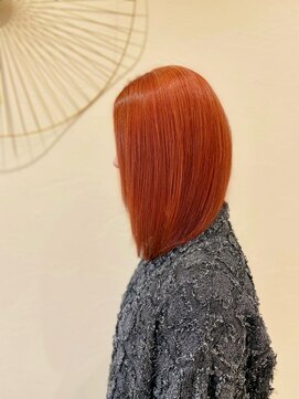 エフヘア レヴェリー(Fhair reverie) セミロング顔周りレイヤー＋オレンジカラー