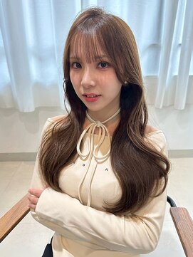 アンニュ(annuy) 前髪カット 顔周りレイヤー ミルクティーベージュ 韓国風巻き