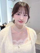 アルバム 銀座(ALBUM GINZA)&nbsp;ロングおくれ毛前髪カット暗めカラーオリーブベージュ_F30911