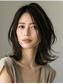 ミディアムレイヤー/小顔カット/似合わせカット/艶髪