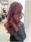 原宿ピンクベージュレイヤーカットケアブリーチミルクティー前髪