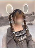 高めツイン編みおろし