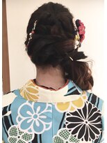 ネオリーブルカ 御茶ノ水店(Neolive Luca)&nbsp;編み込み サイドアップ ダウンスタイル 卒業式 袴着付け