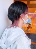 【morio原宿】メンズウルフ　インナーカラーピンク　襟足長め