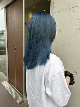 アチーブ ヘア デザイン(achieve hair design) ハイトーンカラーエアストレート20代30代40代くすみブルーカラー